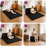 vidaXL Canapé-lit pliable 140 x 67 x 15 cm Noir