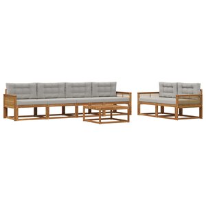 vidaXL Ensemble de canapés d'extérieur 7 Pièces Naturel et Gris clair
