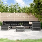 vidaXL Salon de jardin 8 Pièces avec coussins gris bois massif