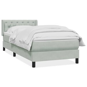 vidaXL Sommier à lattes de lit et matelas gris clair 80x210 cm velours