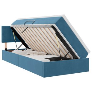 vidaXL Lit de Rangement avec matelas Bleu foncé 90 x 190 cm Velours