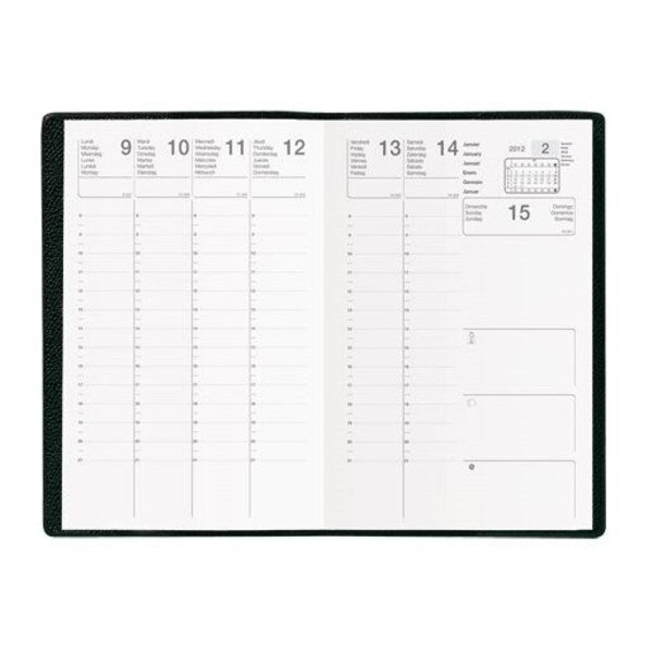 Agenda Semainier Orphée 16 x 16 cm 1S / 2P Noir EXDI