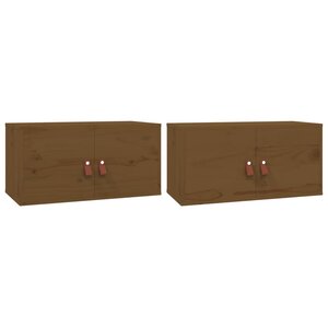 vidaXL Armoires murales 2Pièces Marron miel 60x30x30cm Bois de pin massif