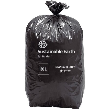 Sac poubelle 30 L noir pour déchets courants en plastique recyclé 35 microns Ø 44 x H.68 cm (8 rouleaux de 25 sacs)