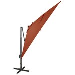 vidaXL Parasol déporté avec mât et lumières LED Terre cuite 300 cm