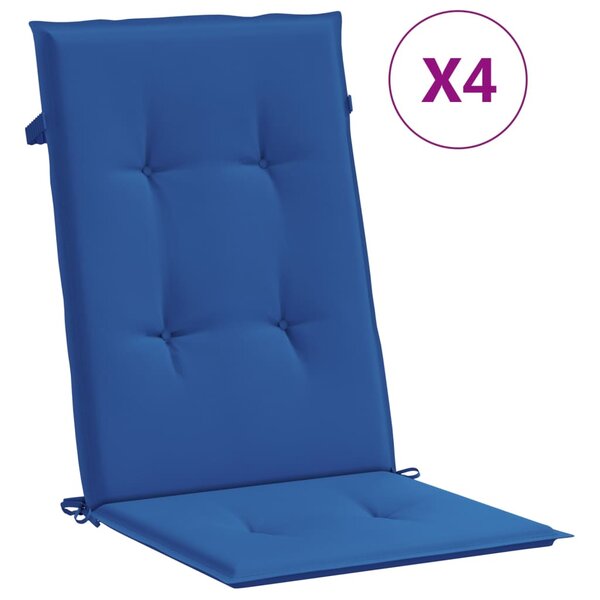 vidaXL Coussins de chaise de jardin à dossier haut lot de 4 bleu royal