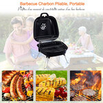 Barbecue à charbon pliable portable BBQ grill sur pied avec couvercle dim. 45L x 42l x 33H cm acier émaillé noir