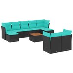 vidaXL Salon de jardin 10 Pièces avec coussins noir résine tressée