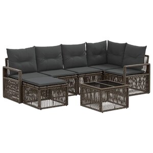 vidaXL Ensemble de canapé de jardin 7 Pièces Gris polyrotin