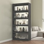 vidaXL Bibliothèque/Séparateur de pièce Gris 80x30x167 4 cm Pin massif