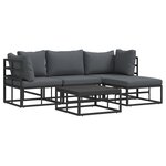 vidaXL Ensemble de canapé de jardin 5 Pièces Noir 213 x 141.5 x 71 cm