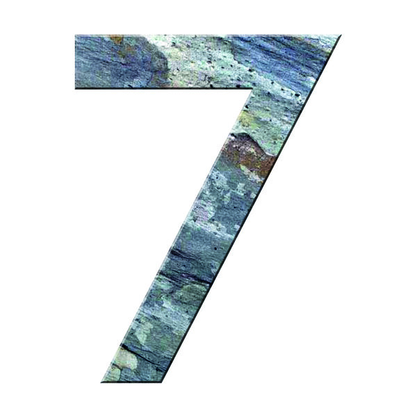 Numéro 7 - Numéro adhésif pour boîtes aux lettres- Pierre véritable 50 mm  LAVE