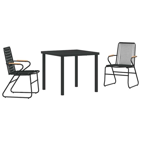 vidaXL Ensemble de salle à manger pour jardin 3 Pièces Noir