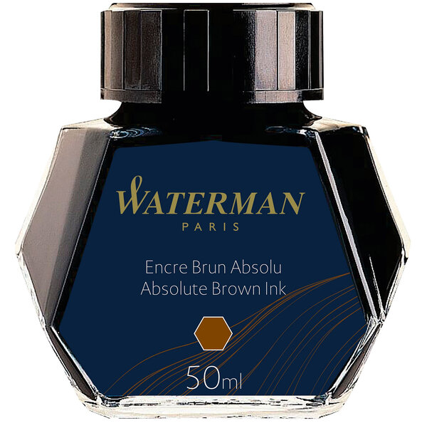 Waterman encre pour stylo plume  couleur brun absolu  flacon 50 ml