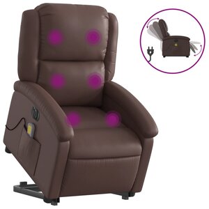 vidaXL Fauteuil inclinable de massage électrique marron similicuir