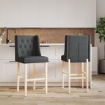 vidaXL Chaises de bar lot de 2 bois massif d'hévéa et tissu