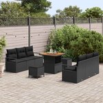 vidaXL Ensemble de canapé de jardin 9 Pièces Noir Poly rotin