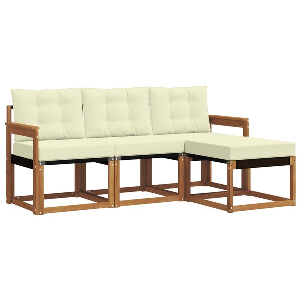 vidaXL Ensemble de canapés d'extérieur 4 Pièces Naturel et Crème