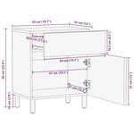 vidaXL Table de chevet noir 50x33x60 cm bois de manguier massif brut
