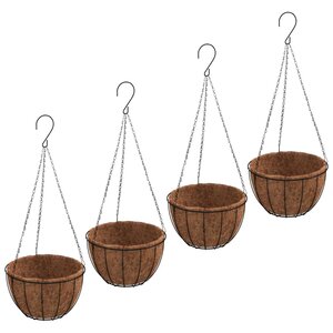 vidaXL Jardinières suspendues 4 Pièces avec doublure coco Noir Ø 40x63 cm