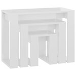 vidaXL Tables gigognes 3 Pièces Blanc brillant Bois d'ingénierie