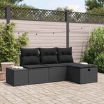 vidaXL Ensemble de canapé de jardin avec coussin 4 Pièces Noir Poly rotin