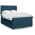 vidaXL Sommier à lattes de lit et matelas Bleu foncé 160x200cm Velours