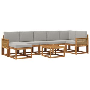 vidaXL Ensemble de canapés d'extérieur 8 pc Naturel et gris clair