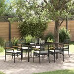 vidaXL Ensemble de salle à manger pour jardin 7 Pièces Noir polyrotin