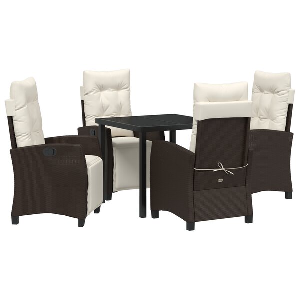 vidaXL Ensemble de salle à manger de jardin de 5 pièces en rattan poly marron