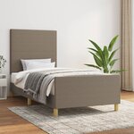 vidaXL Cadre de lit avec tête de lit Taupe 100x200 cm Tissu