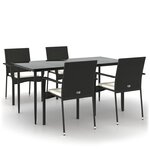 vidaXL Ensemble à manger de jardin coussins 5Pièces Noir Résine tressée