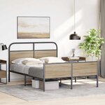 vidaXL Cadre de lit sans matelas 135x190 cm chêne sonoma