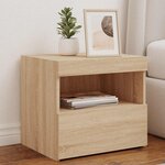 vidaXL Table de chevet avec lumières LED chêne sonoma 50x40x45 cm