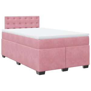 vidaXL Sommier à lattes de lit avec matelas Rose 120x200 cm Velours