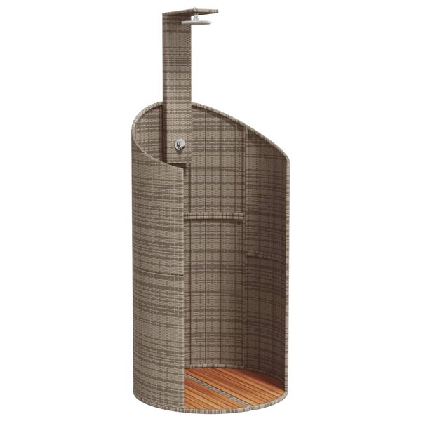 vidaXL Douche d'extérieur gris 100x100x241 5 cm poly rotin bois acacia