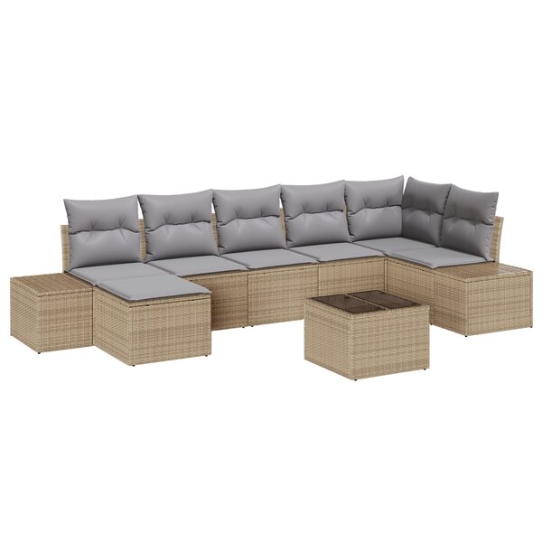 vidaXL Ensemble de canapé de jardin 8 pièces avec des coussins noirs en poly rotin
