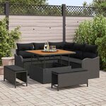 vidaXL Ensemble de canapé de jardin 8 Pièces Noir polyrotin