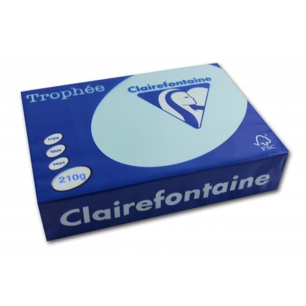 Ramette 250 Feuilles Papier 210g A4 210x297 mm Certifié FSC Bleu alizé TROPHÉE