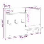 vidaXL Porte-manteau mural avec étagère avec stockage avec miroir Bois ancien 90 x 10 x 50 cm