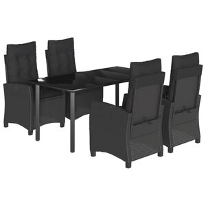 vidaXL Ensemble à manger de jardin coussins 5Pièces Noir Résine tressée