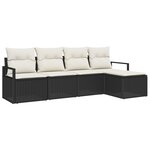 Ensemble de canapé de jardin 5 pièces coussins Noir Poly Rattan