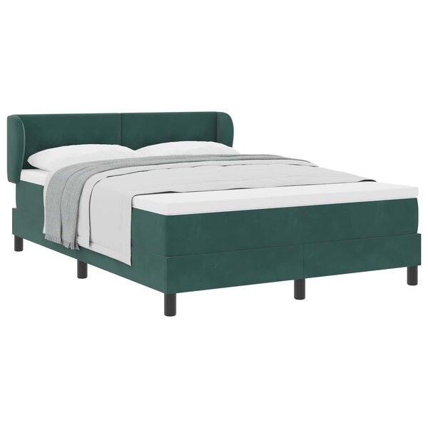 vidaXL Lit à ressorts avec tête de lit Vert foncé 140 x 190 cm Velours