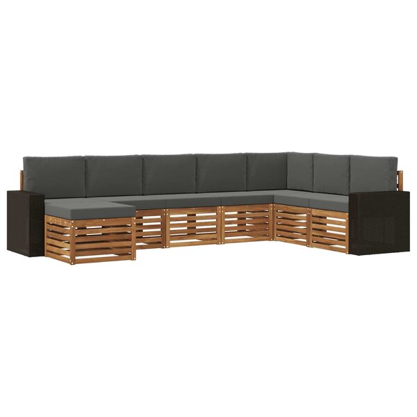 vidaXL Ensemble de canapés d'extérieur 8 pc Naturel et Anthracite