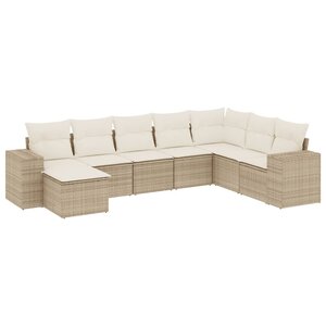 vidaXL Salon de jardin avec coussins 8 Pièces beige résine tressée