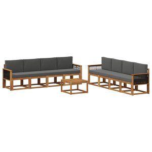 vidaXL Ensemble de canapés d'extérieur 9 pc Naturel et Anthracite