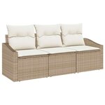 vidaXL Ensemble de canapé de jardin 3 Pièces Beige Poly rotin