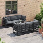 vidaXL Ensemble de canapé de jardin 7 Pièces Noir Aluminium