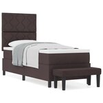 vidaXL Lit à ressorts avec matelas et banc brun foncé 80x200 cm Tissu