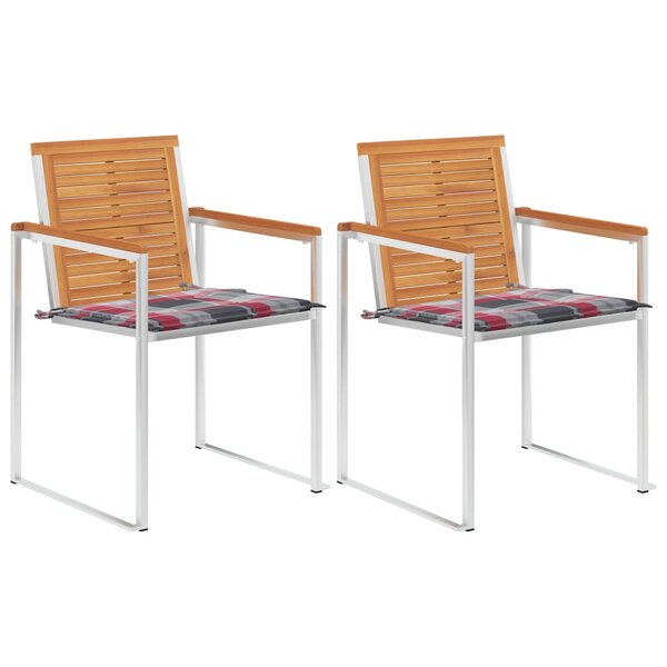 vidaXL Chaises de jardin avec coussins lot de 2 Acacia solide et acier